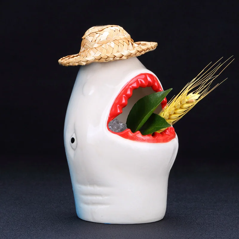 

Shark cocktail ceramic mug cup personality Hawaii TIKI base liquor cup