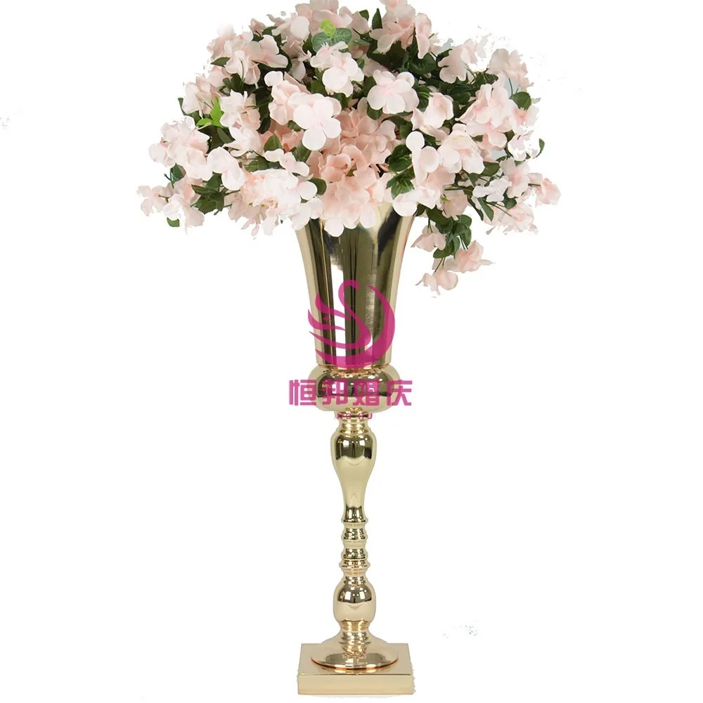 Gold Candle Holders 60cm/24" Metal Candlestick Flower Vase Table