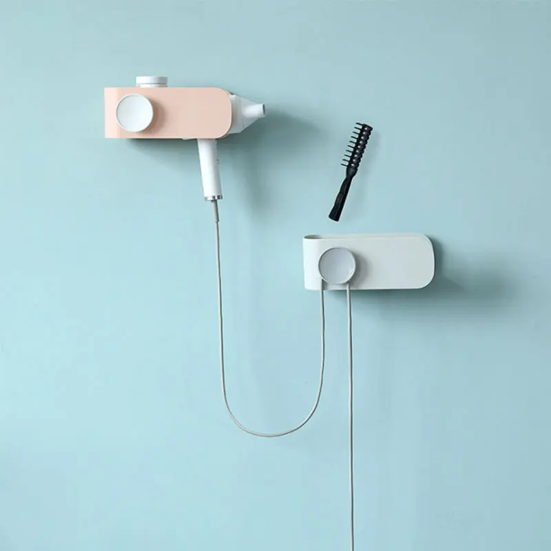 Hair dryer holder storage Rack Fresh style Drain Wall holder Bathroom multi-function organizer rack hair dryer hanging shelf