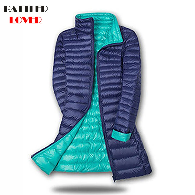 Beste Twee Kanten Te Dragen Licht Down Jas Vrouwen Winter Ultralight Witte Eendendons Jassen Vrouwtjes Vrouw Parka Dames Gewatteerd Lange overjas