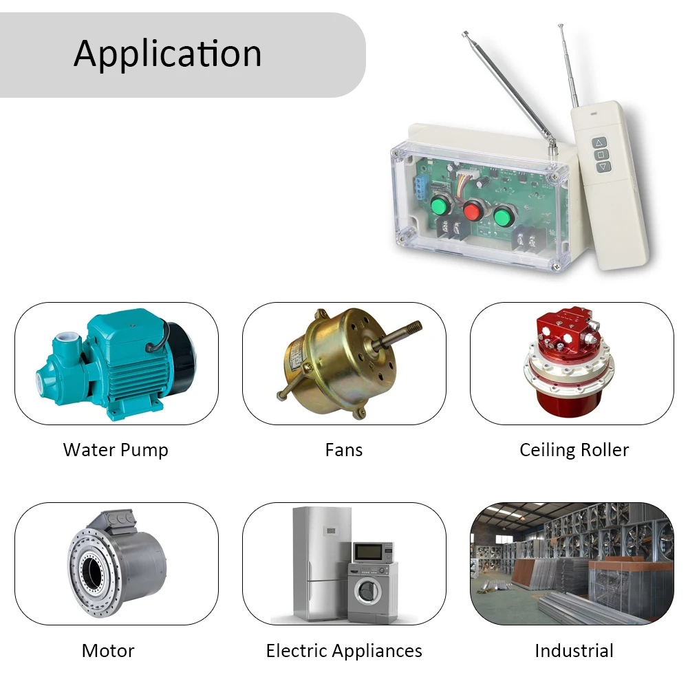 

100-240VAC / 140-340VDC 30A High Power Dual Motor Driving Controller Reversing Wireless Remote Control AC DC Motor Controller