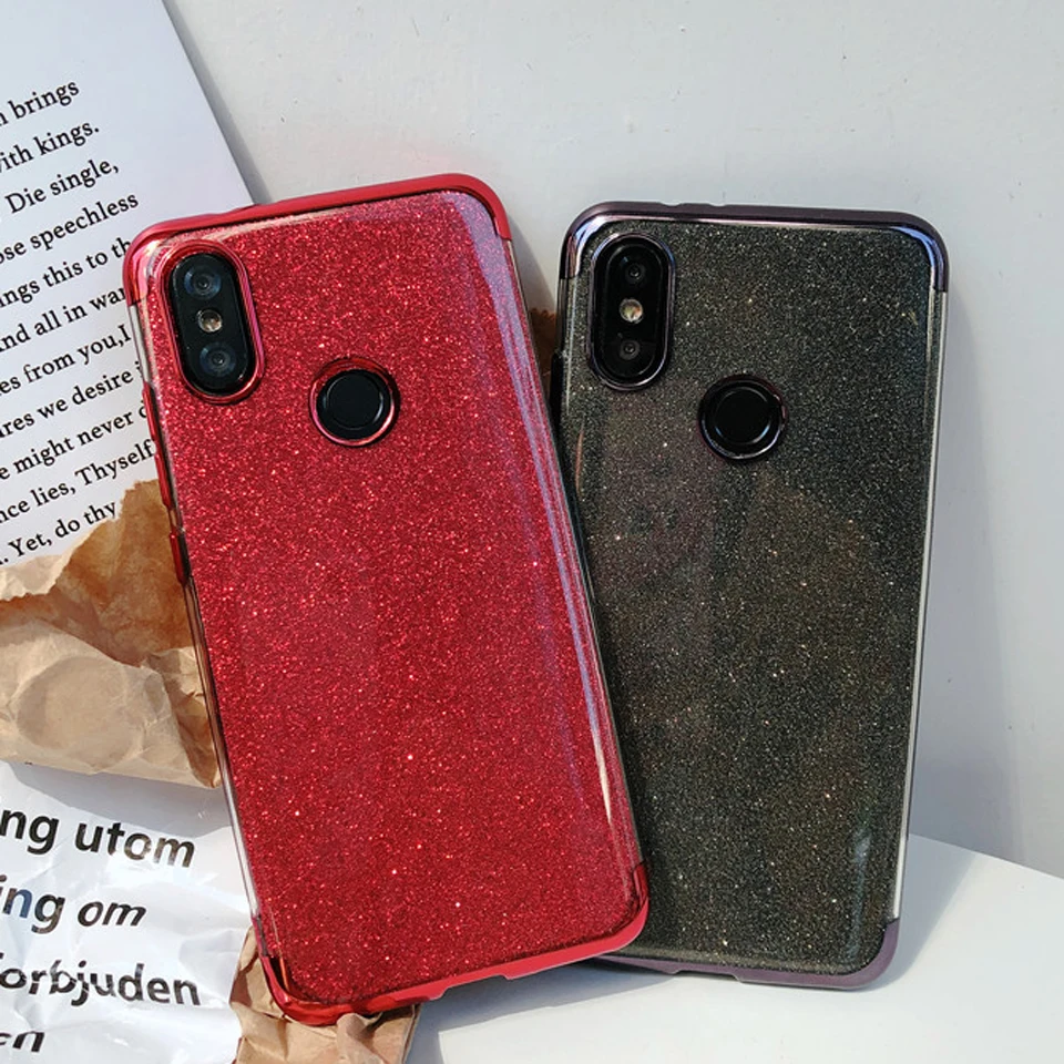 

Glitter Case For XiaoMi A2 A1 5X 6X Protective Cover RedMi 6 Pro S2 Note 7 Mi Play F1 9 SE Case TPU Silicone Bling Soft Cases