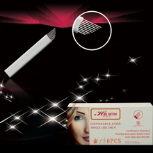 50 шт. микроblading eyeкоричневый белый 9 игл Перманентный макияж иглы Диаметр 0,25 мм микро лезвия JM611D-X86 иглы татуировки
