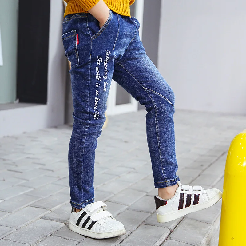 2018 Spring New Fashion Boys Long Full Length Tide Popular Jeans Letters Prints Children Trousers |