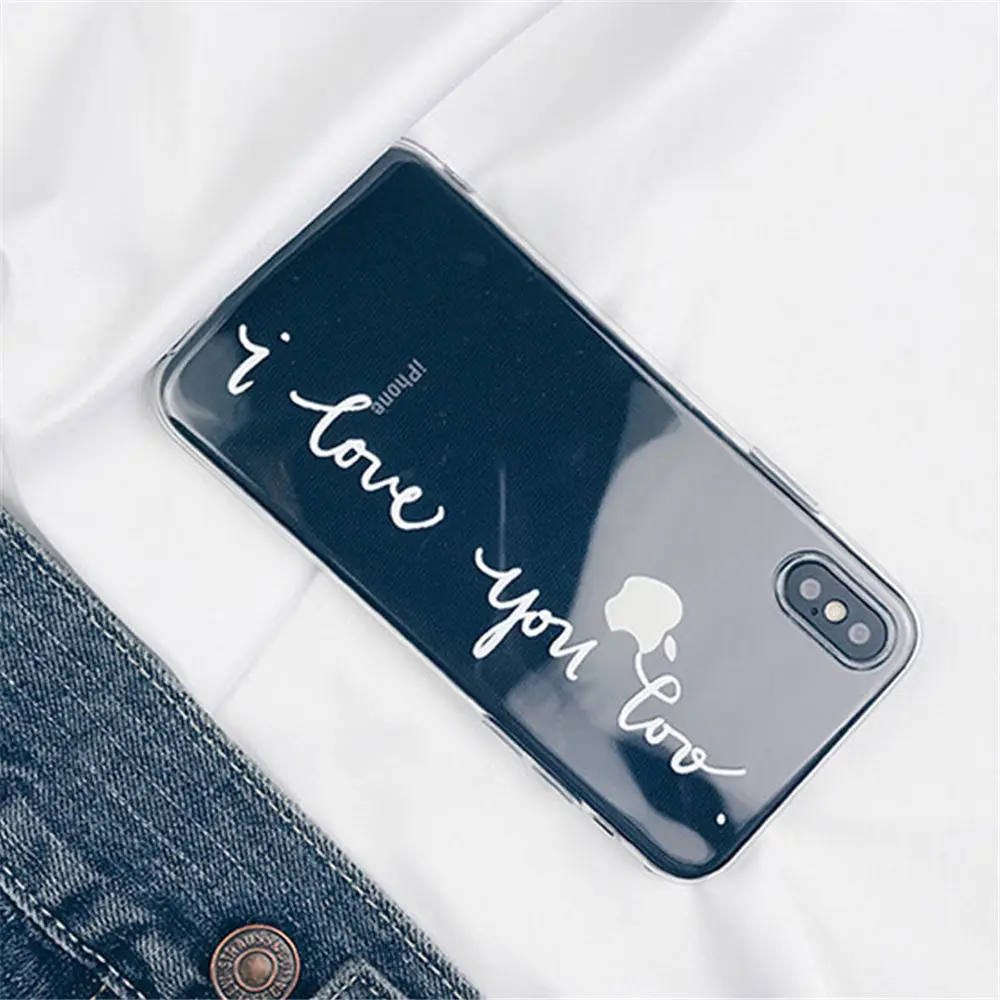 Lovebay пары телефон чехол для iPhone 7 8 6 6s Plus 5s SE X XR XS Max Прозрачный Письмо Любовь Мягкий ТПУ силиконовый чехол