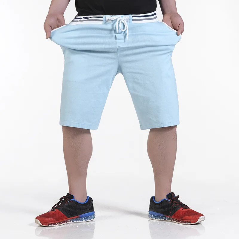 

New men shorts linen plus big size 6XL 7XL 8XL 9XL 10XL strech male shorts summer comfortable shorts fashion Leisure Shorts