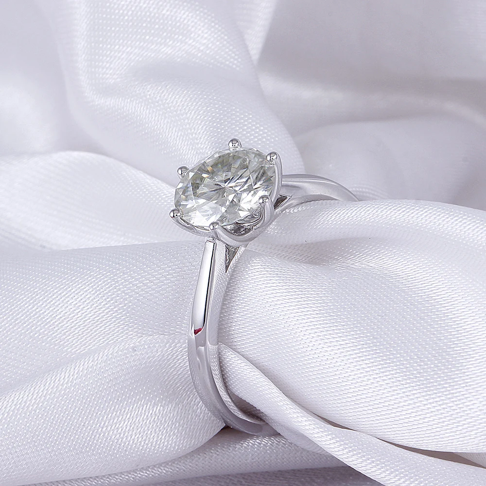 DovEggs центр 3ct карат 9 мм цвет GH Муассанит алмаз обручальные кольца для женщин стерлингового серебра 925 пробы обручальное кольцо