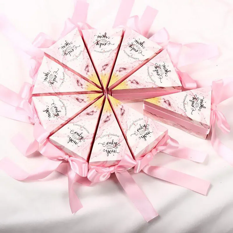 

20pcs/lot Blue Pink Cake Box Wedding Dragee Box Cardboard Gift Boxes for Cookies Factory Direct selling Drop shipping