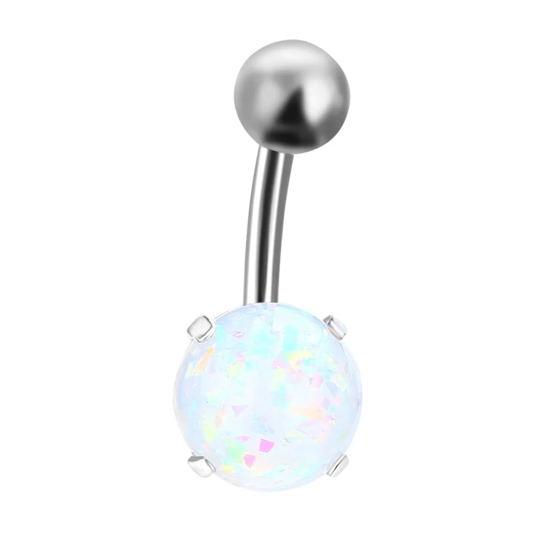 Women Trendy Jewelry Shellhard Opal Gem Navel Belly Button Rings Piercing Bar Charming Body piercing ombligo 14G|Украшения для тела|