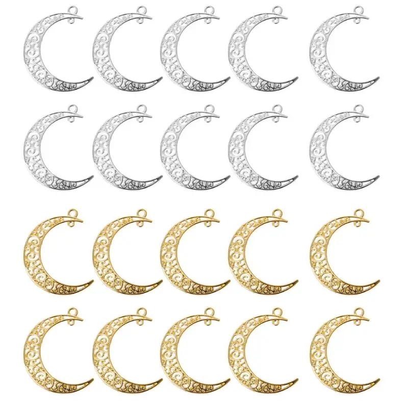 

10Pcs Hollow Moon Luna Crescent Symbol Filigree Charm Pendant DIY Jewelry Making