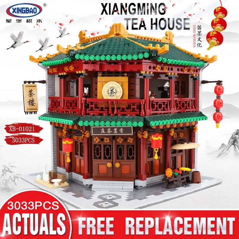 

XINGBAO 01021 New Toys 3033Pcs Chinese LP Building Series Toon Tea House Set Building Blocks Bricks Kids Toys Birthday Gifts