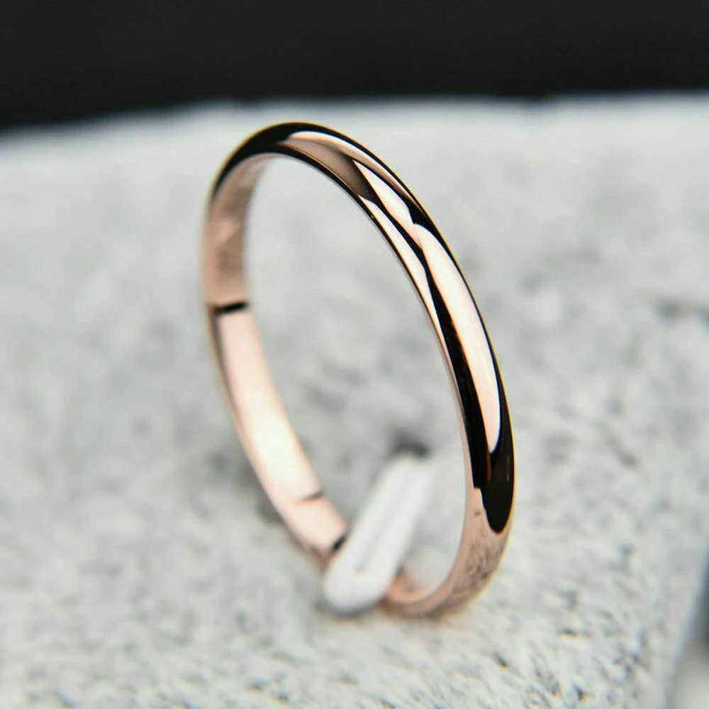 Stainless Steel Ring Finger Ring 2MM Thin Stackable Punk Ring Stainless Steel Plain Band Party Jewelry Finger Knuckle Midi Ring for Women Girl Size 3-10