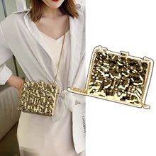 Вечерние, свадебные, вечерние сумки для женщин, металлическая модная Маленькая женская сумка на плечо, Сумочка через плечо, сумка-мессенджер, золотая, серебряная