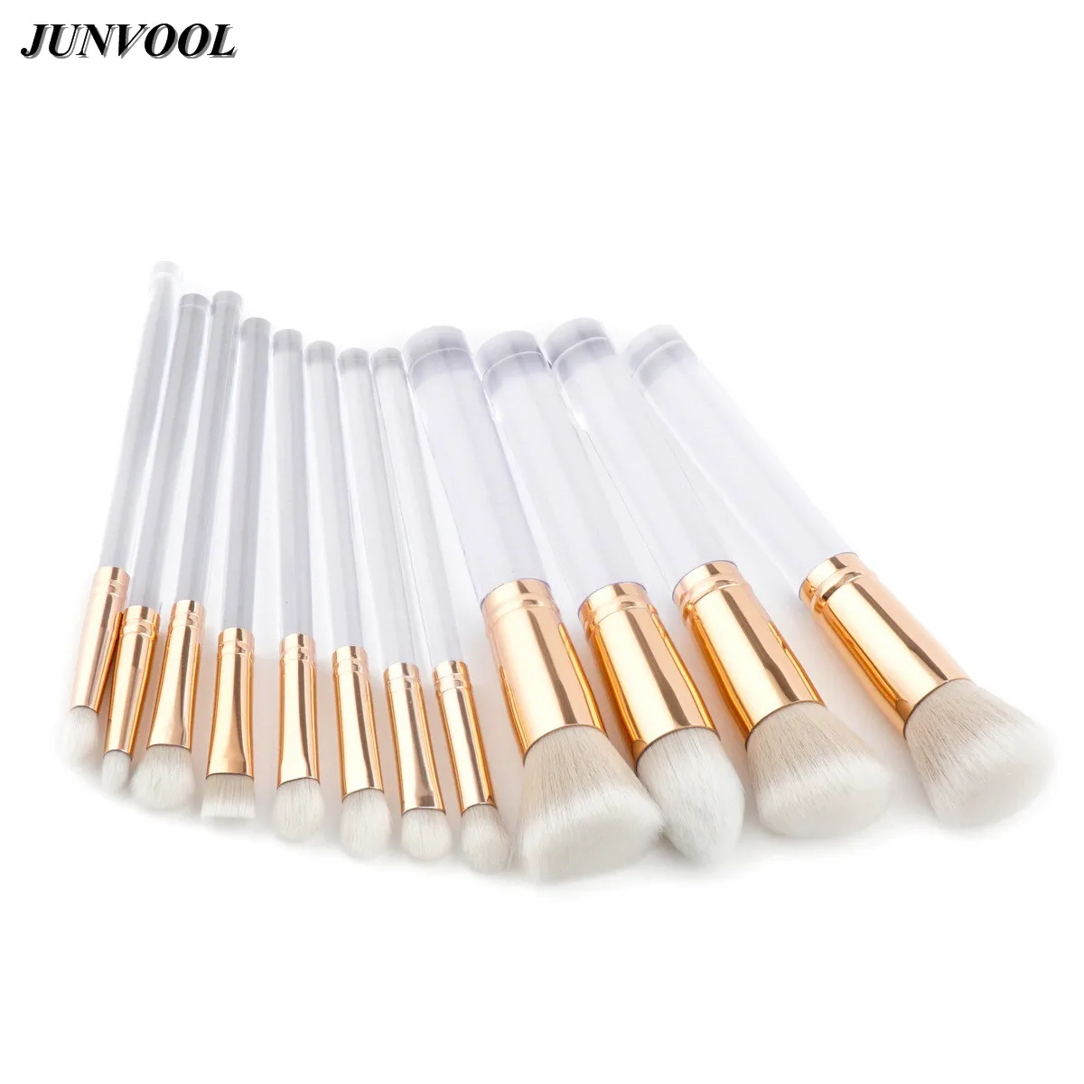 

12Pcs Acrylic Handle Makeup Brushes Set Pro Eyeshadow Powder Foundation Blending Transparent Gold Blusher Cosmetic Brush Tools