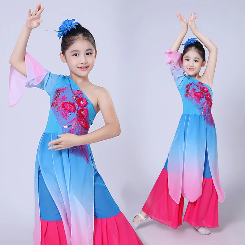 Ropa de baile folklórico de China para niñas, traje de baile, vestido elegante actuación, ropa de danza de paraguas|fan dance costumes|costume performancedance costume - AliExpress