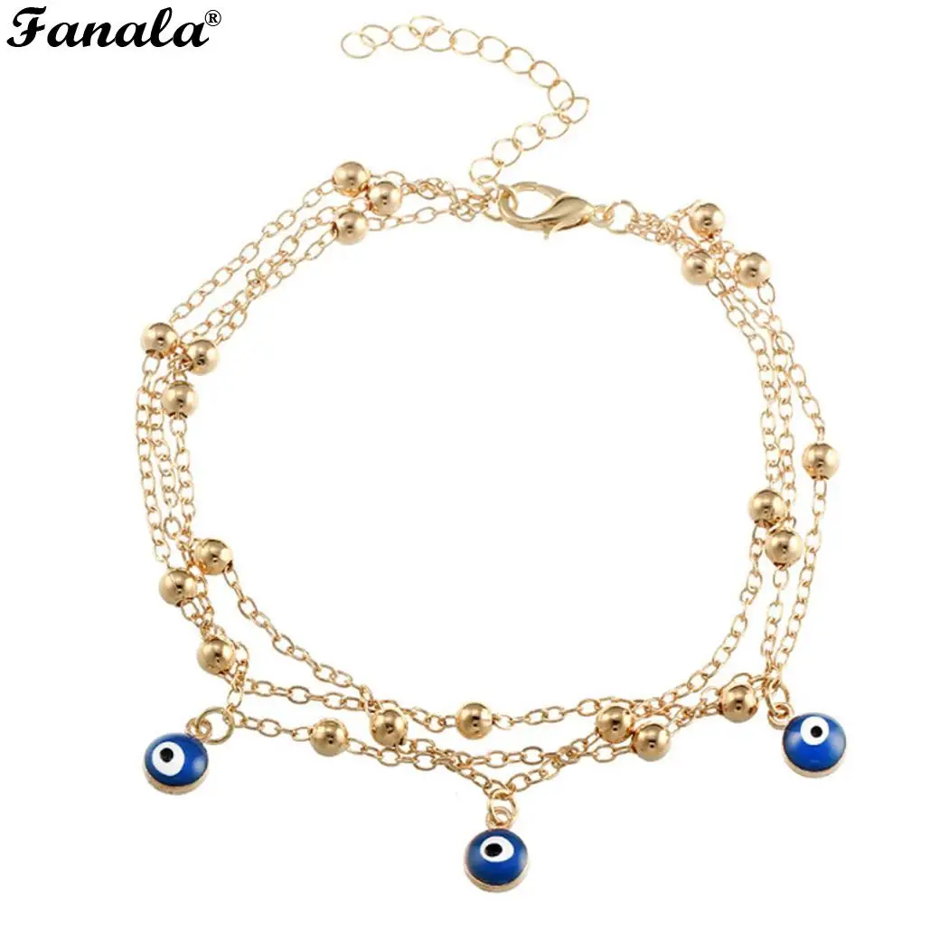

Eye Blue Chain Anklet Pendant Elegant Beach Beach Women Turkish