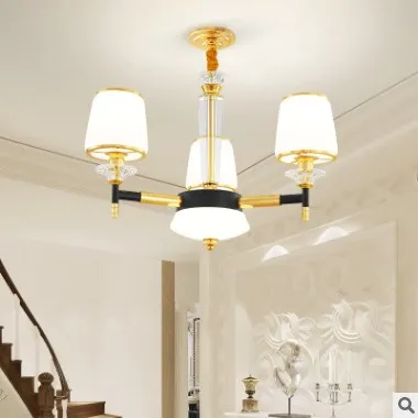 3light Led e14 железные в стиле постмодерн стекло кристалл черный белый люстра освещение блеск подвесной светильник Lampen для фойе - Цвет абажура: 3light