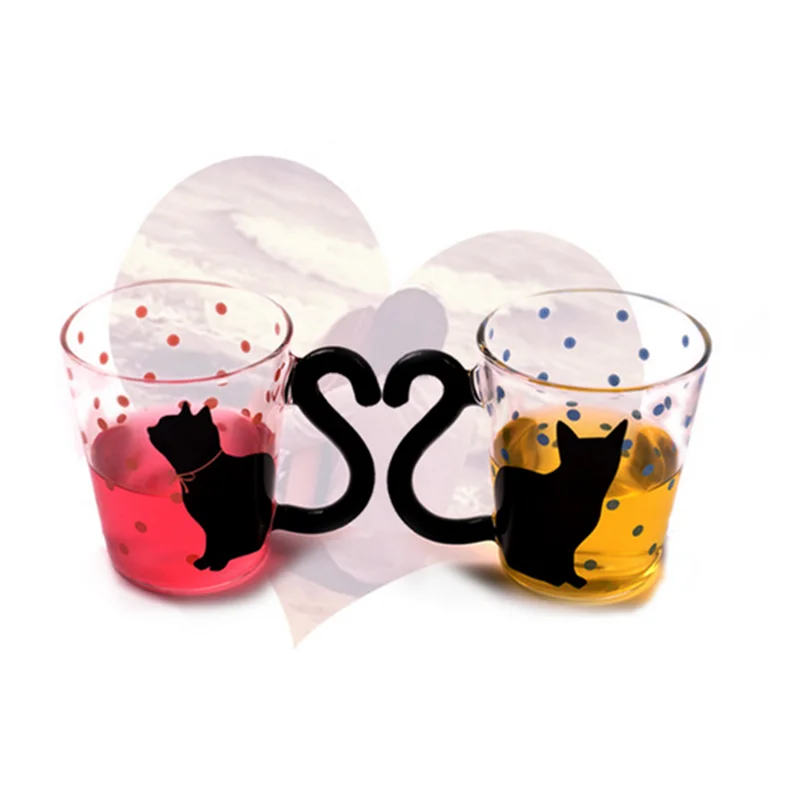 USEBER Four Types of Optional Cute Creative Cat Kitty Glass Mug Cup Tea Cup Milk Coffee