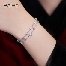 BAIHE Solid 18 K, белое золото, сертифицированный всего 1.8ct, натуральные бриллианты, свадебные женские модные ювелирные изделия Подарочный браслет