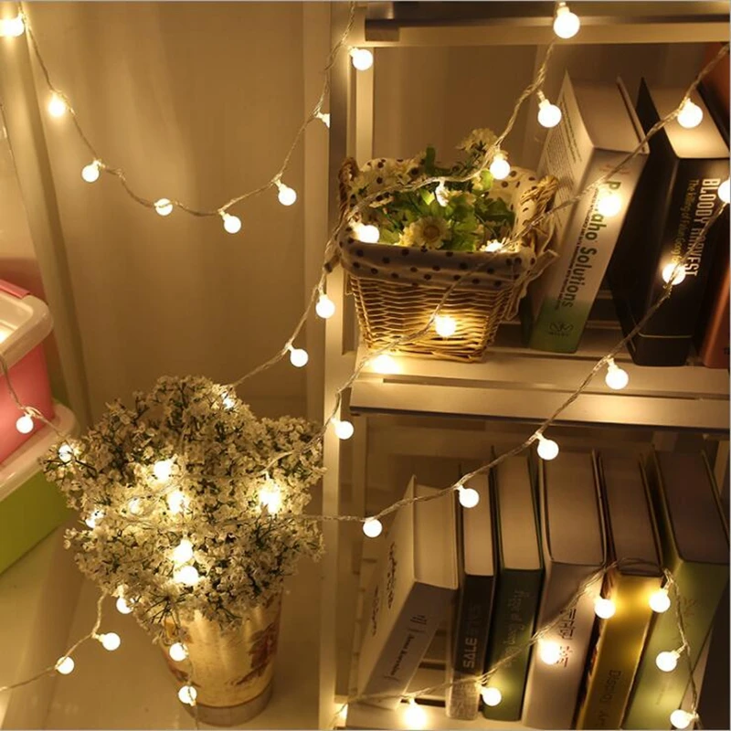 

Battery Operated LED Ball String Lights Waterproof Fairy Garland 1.2/3/5M Christmas Tree Wedding Home Garden Indoor Decoration