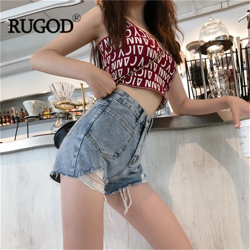 RUGOD джинсовые шорты женские рваные короткие feminino Твердые Империя высокой кнопки летают Модные женские шорты джинсы