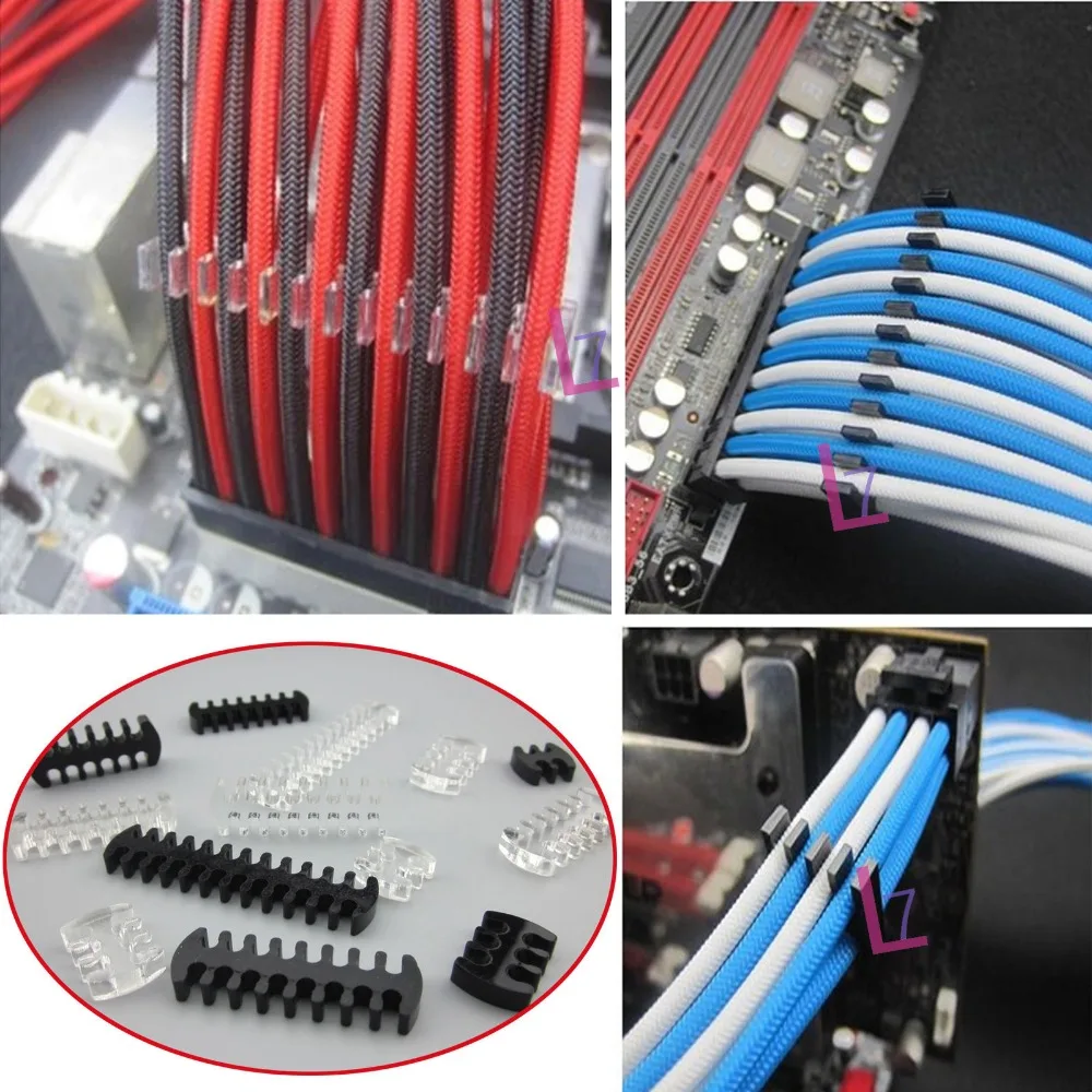 

PC Cable Comb / Dresser for 3.3 mm Cables - Black / Clear - PSU PCIe Computer