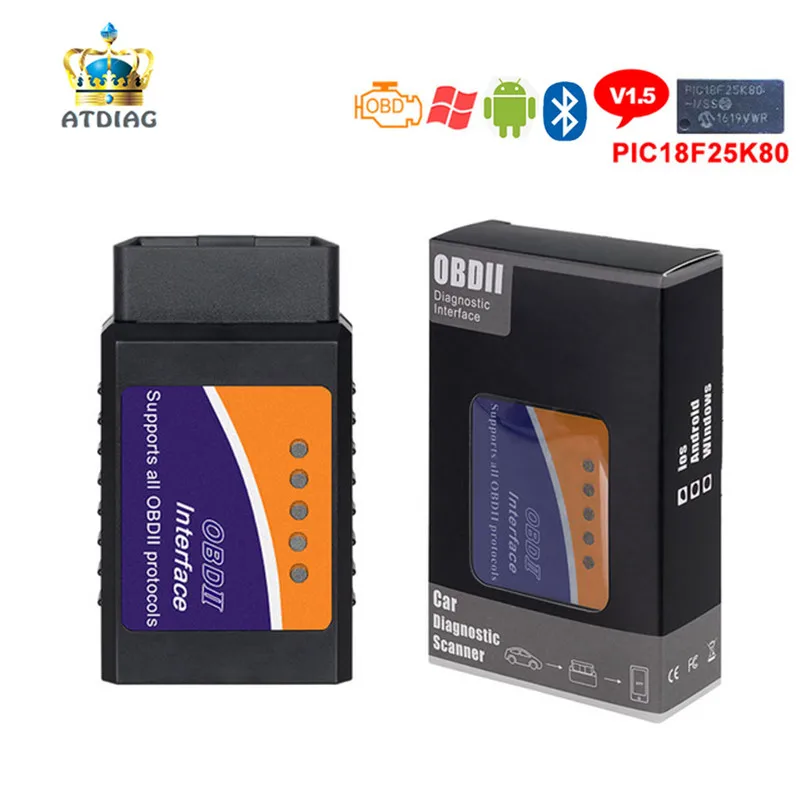 Оптом 10 шт. ELM327 WiFi или BT V1.5 с чипом PIC18F25K80 диагностический инструмент для IPhone/Android