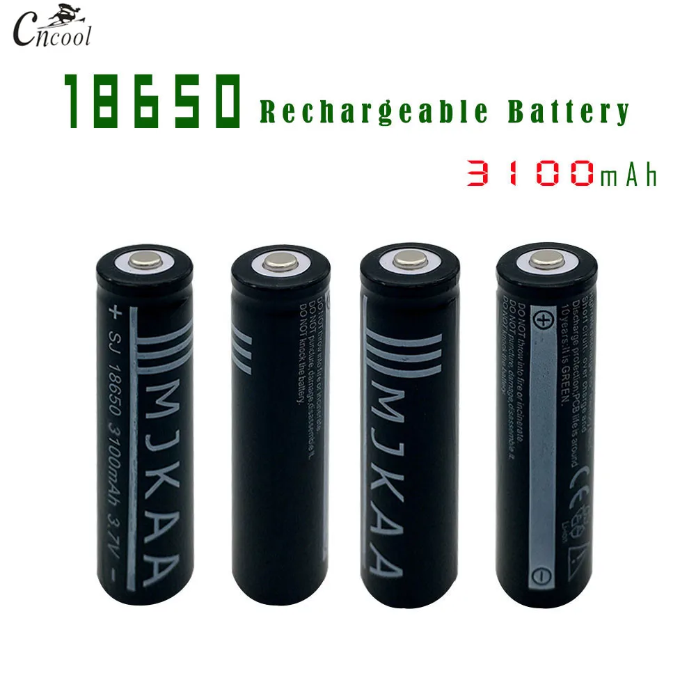 

4pcs 18650 Battery 3.7V 3100mAh Rechargeable Li-ion battery for Led Flashlight Headlamp Player Speaker Battery 18650