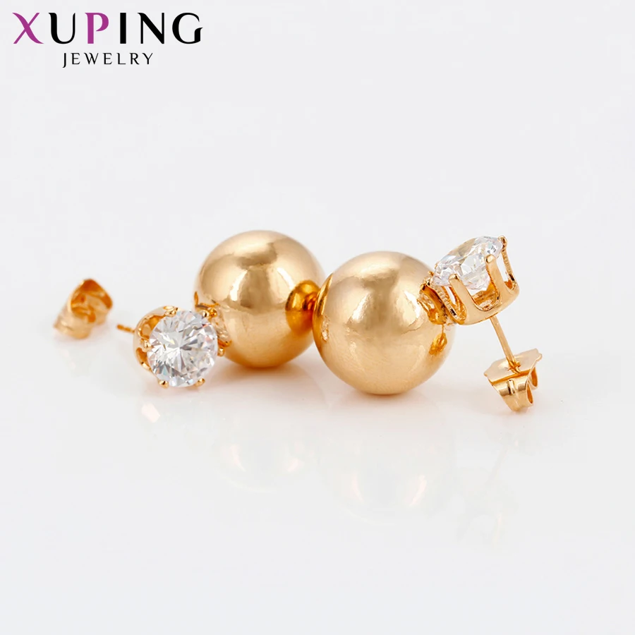 Xuping, модные серьги, очаровательный стиль, золотой цвет, гвоздики с покрытием для женщин, синтетический кубический цирконий, ювелирные изделия, вечерние, подарок, S76, 5-94367