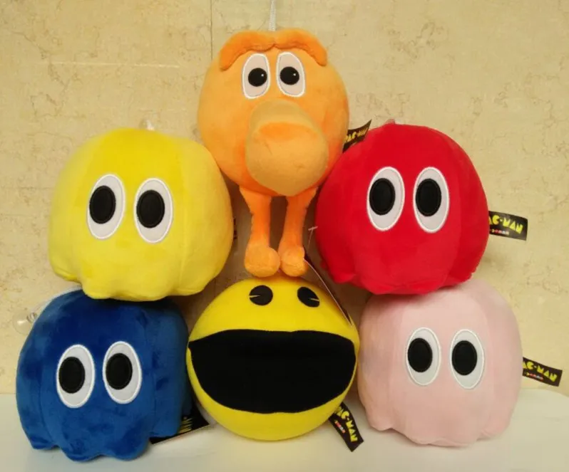 6pcs lot Movie Pixels Pacman Q Bert Plush Toys Doll Kawaii Pixels Qbert Pac man Ghost
