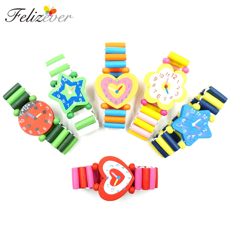 

6PCS Wooden Watch Shape Bracelets Kids Birthday Gift Toys for Girl and Boy Party Favors
