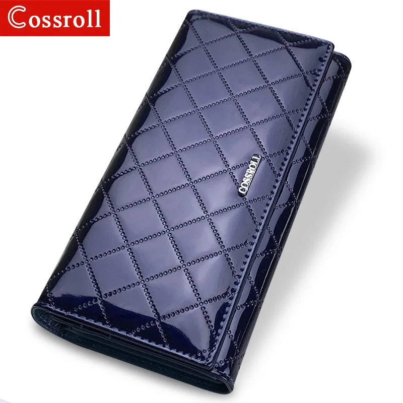 

NEW Patent Leather Women Plaid Wallets Long Ladies Wallet Hasp Coin Purse Phone Pocket Female Purses Money Bag High-Capacity