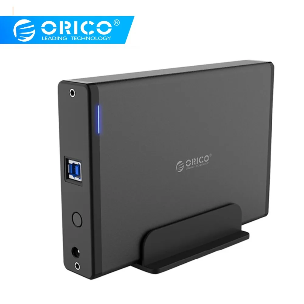 Pаспродажа ORICO алюминиевый 3,5 дюймовый жесткий диск HDD корпус USB3.0 для SATA3.0 HDD чехол док станция Поддержка UASP 12V2A мощность