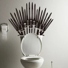 Искусство дизайн туалетный Декор виниловые железные троны Наклейки на стены съемные мечи сиденье украшение дома водонепроницаемый король шаблон стикер