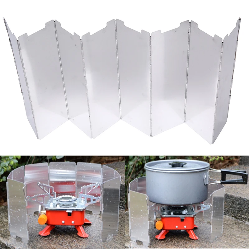 8 Plates Foldable Stove Windshield Outdoor Camping Cooking Gas Stove