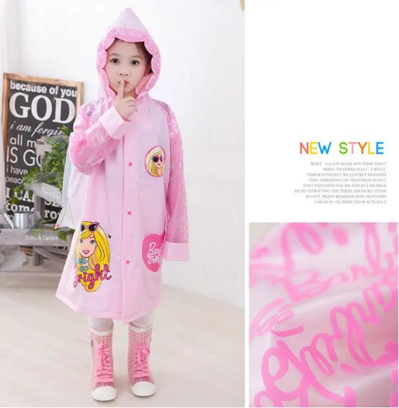 8.Raincoat for Children Cartoon Kids Girls boys rainproof Rain Coat Waterproof Poncho Rainwear Waterproof Rainsuit Raincoat Barbie Thomas