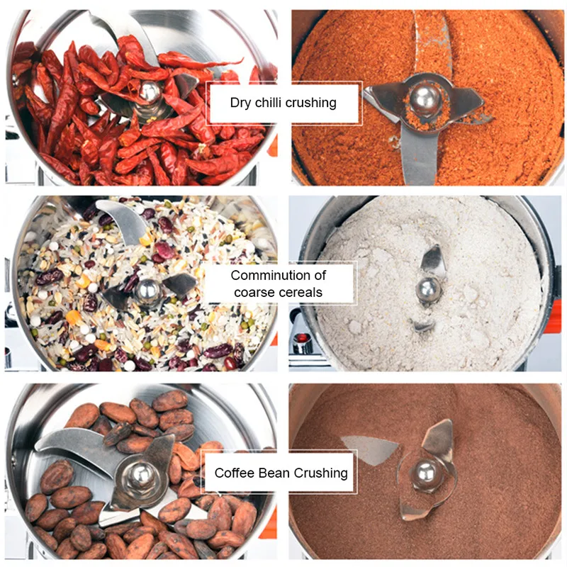 1000g Swing Type Electric Grains Stainless Steel Dry Food Grinder Mill Grinding Machine High Speed Intelligent Home Crusher (12)