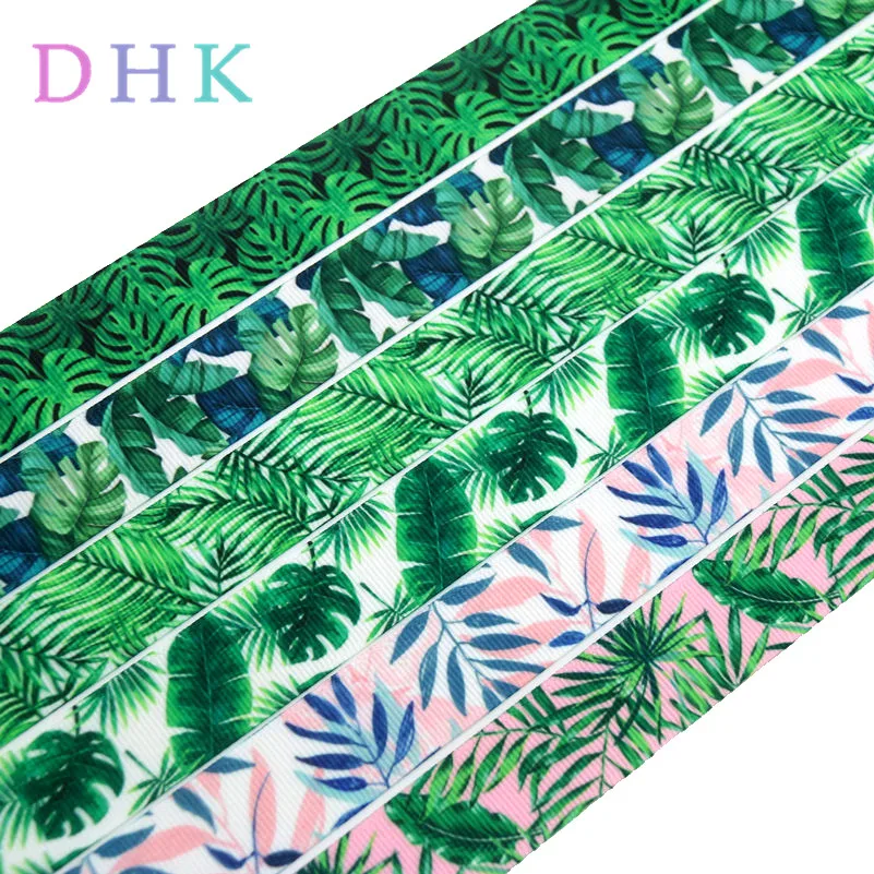 DHK 50 ярдов тропический лист Печатный grosgrain ленточный аксессуар украшение для