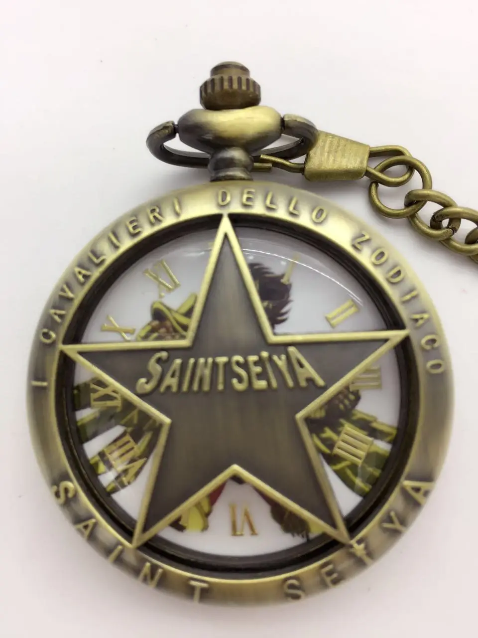 Vintage Bronzo Antiquariato Saint Seiya Scava Fuori Moda Quarzo Steampunk Collana Orologi Da Tasca