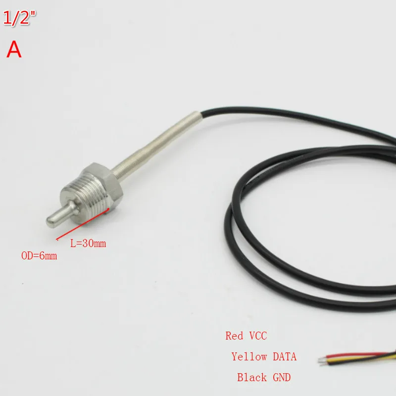 PT100 SUS304 Температура Сенсор G1/2 1/4 3/4 M8X1.25 M10X1.5 M12X1 нить зонд 1 м ПВХ 3-провод с сердечником из нержавеющей стали прочей