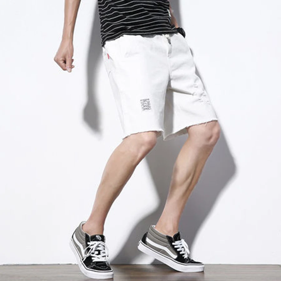 Плюс размеры джинсовые летние повседневные шорты для мужчин тонкий рваные фитнес джинсы для женщин пот Хлопок Уличная Мужские штаны Moletom шорт