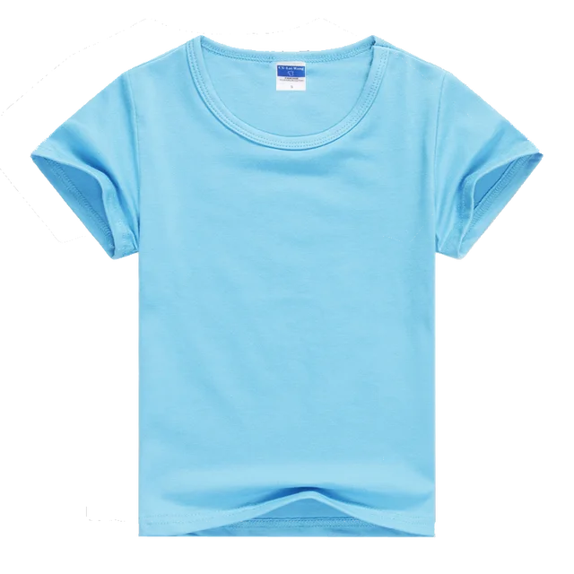 Child Unisex Plain Basic T Shirts Girls Boys Blue Blank Basic Cotton Tops Tees 2018 Summer Kids