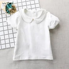 Kacakid/Новая летняя одежда для маленьких девочек Милая футболка с кукольным воротником для девочек детская хлопковая рубашка с короткими рукавами