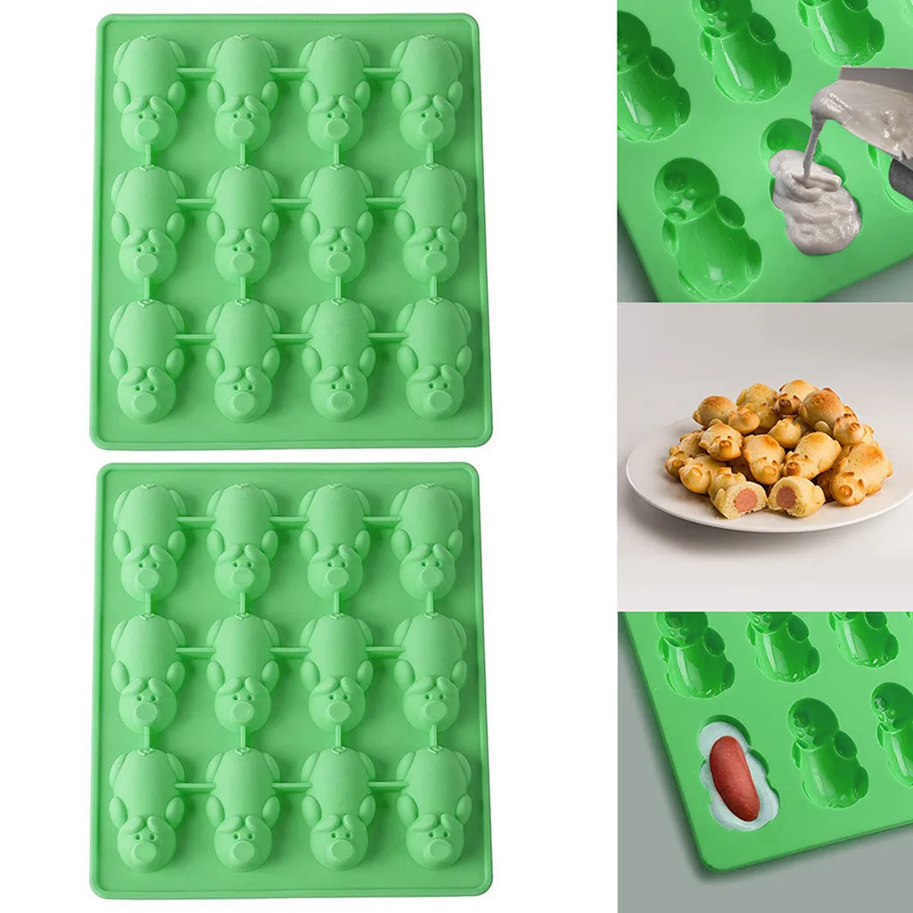 

Hot Selling Green Pig Shape Food-grade Silicone Cake Mold Sugar Chocolate Cookie Baking Mould Decor Household Party DIY Tools