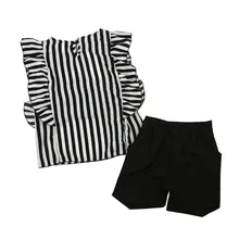 2018 Toddler font b Kids b font Baby Girls Outfit Clothes Striped T shirt Tops font
