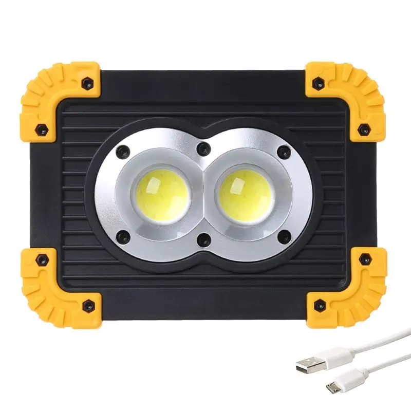 

LED Portable Work Lamps Waterproof Rechargeable Flood Light Camping Outdoor Tool 2 USB ports 4 Modes 180 degree rotating