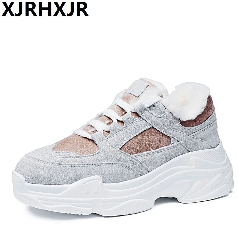 

Winter Shoes Women Chunky Sneakers With Fur Fashion Dad Shoes For Women Vulcanize Chunky Sneaker Casual Shoes Thicken Cotton