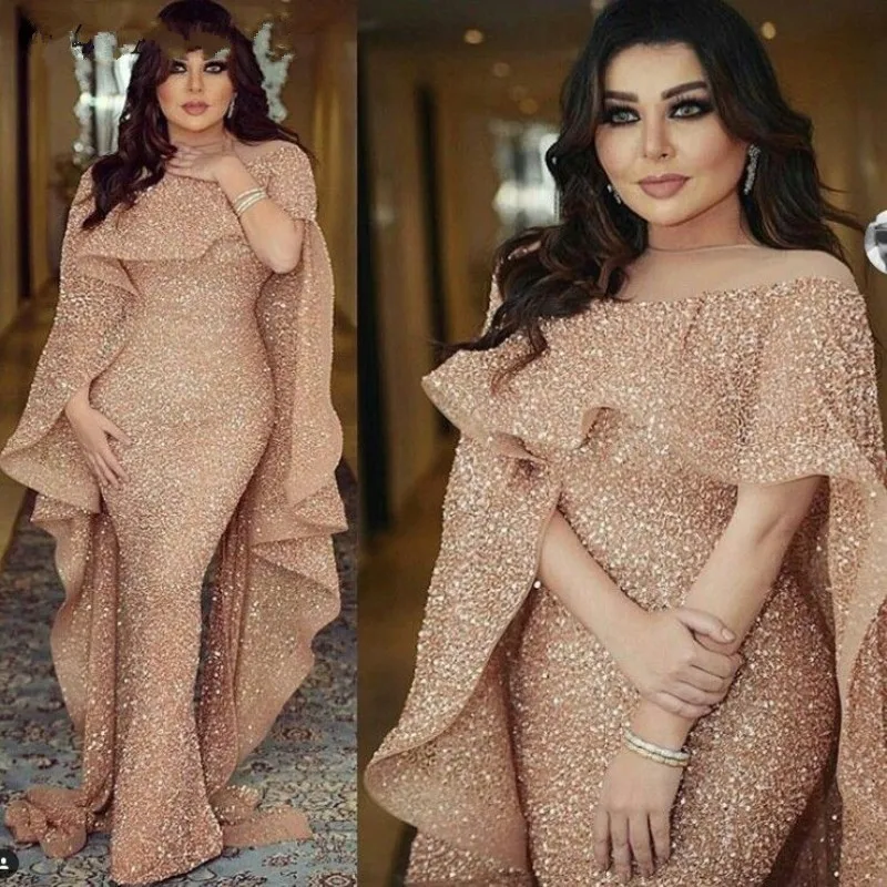 

SINGLE ELEMENT Sparkly Evening Dress Long Mermaid Dubai Saudi Arabic Prom Party Gown Robe