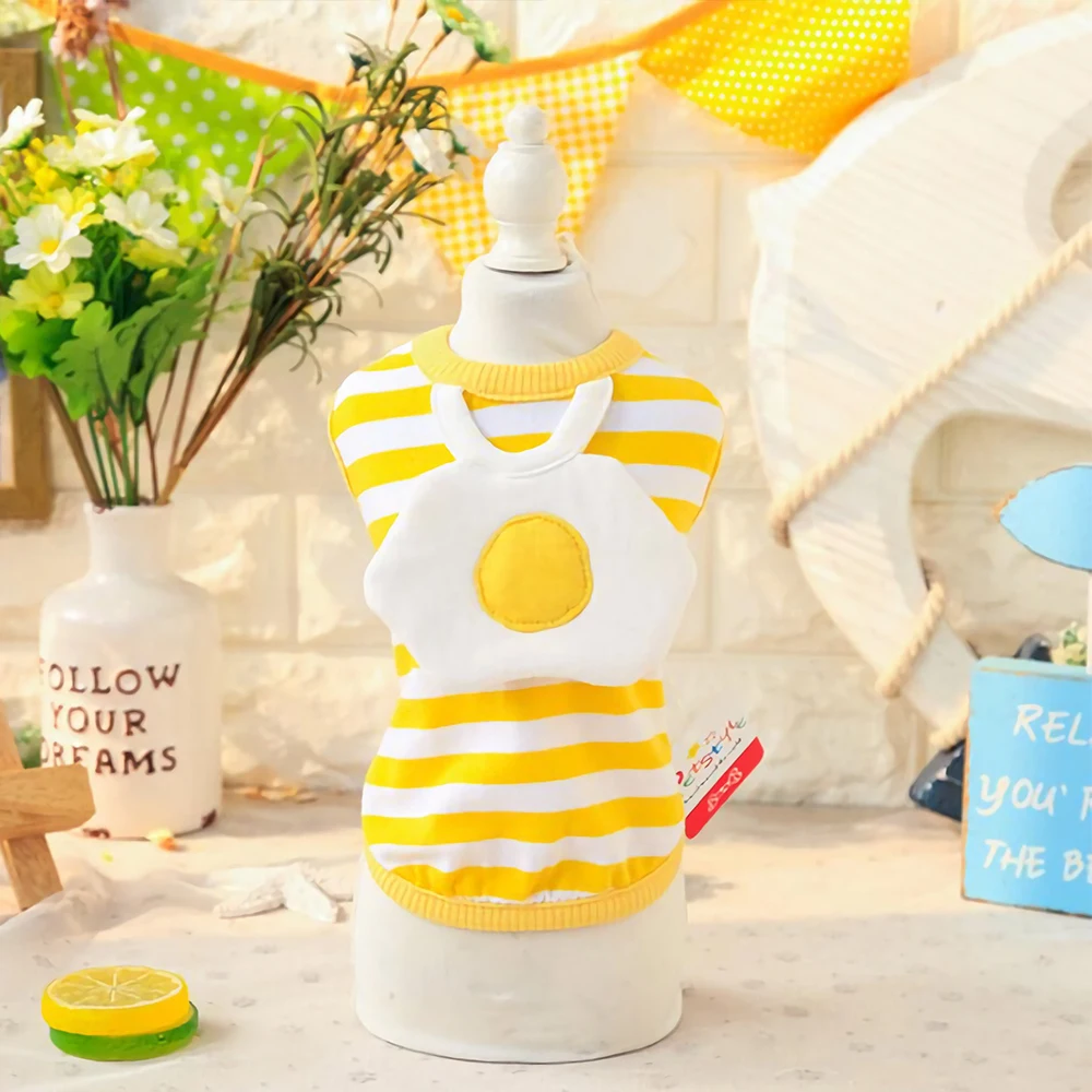 

2019 Hot Dog Tshirt Dog Summer Clothes Pet Clothing Fried Eggs Decorate French Bulldog Cute Vest for Small Medium Dogs XS-XL