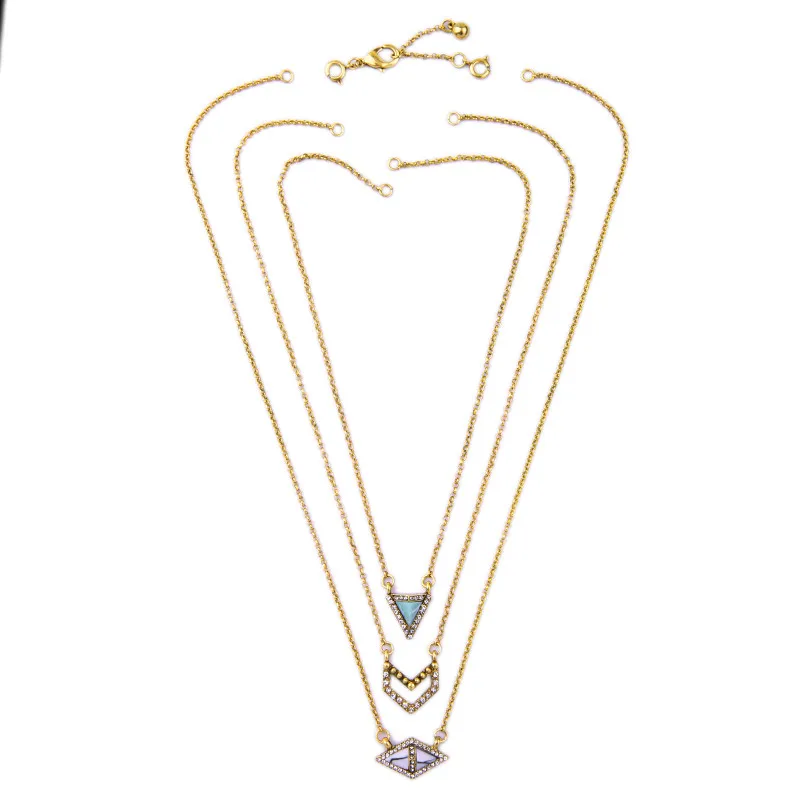 High Quality Trendy Layered Necklace Thin Chain Resin Pendant Jewelry